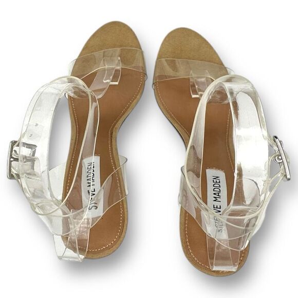 Steve Madden Womens Clearer Block Heel Ankle Strap Slingback Heels Clear Size 8 - Picture 6 of 11